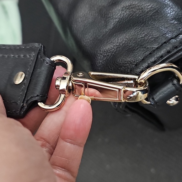 Vtg Kate Spade Black Leather Shoulder Bag - Picture 4 of 9